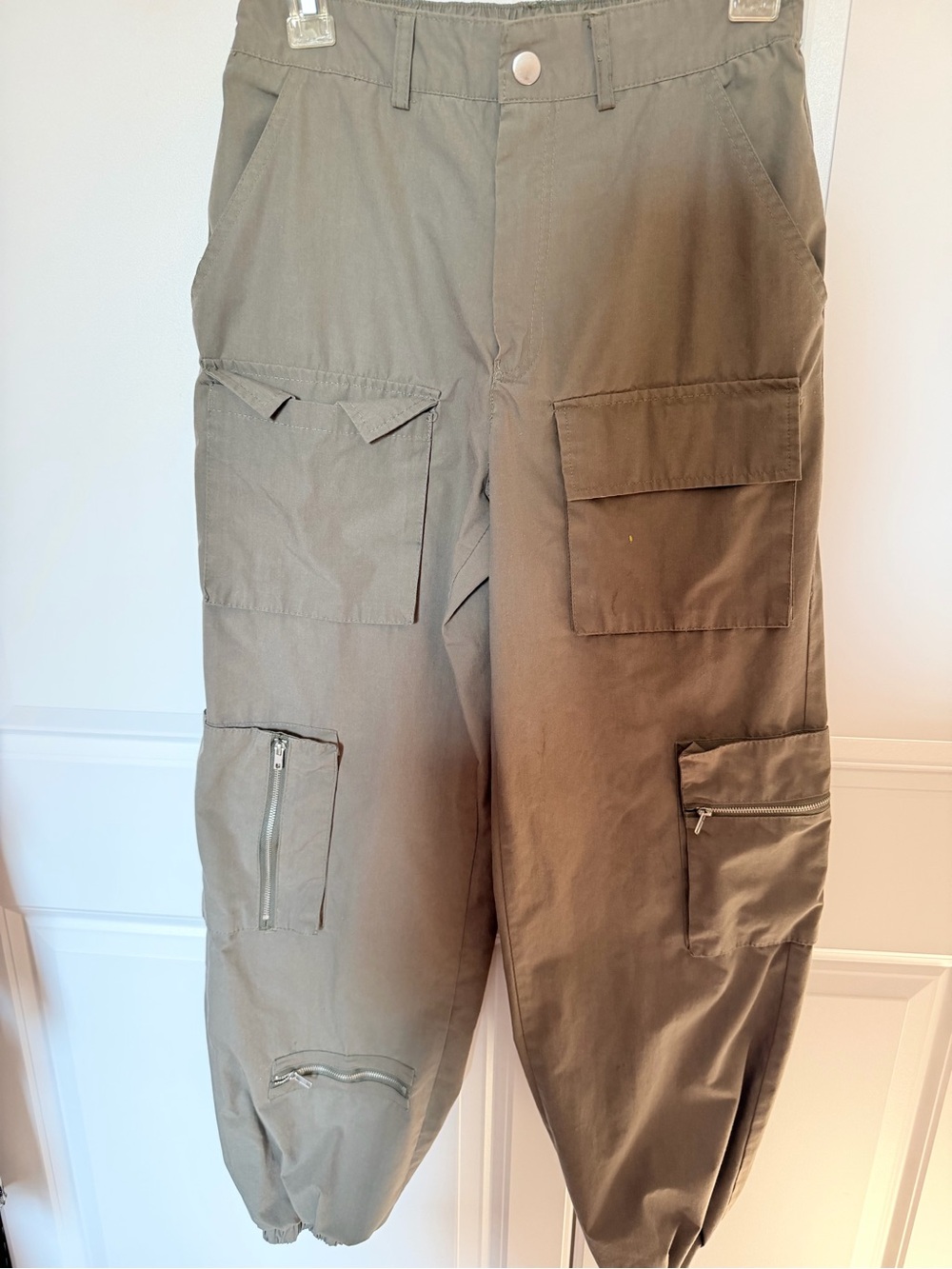 Harper Olive Green Utility Cargo Pants with Zip Pockets